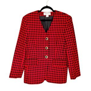 houndstooth woven blazer